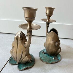 Brass Frog Candle Holders